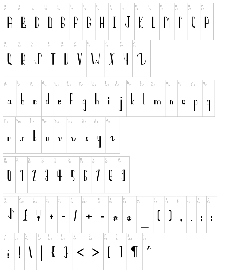 Quater Circles font map